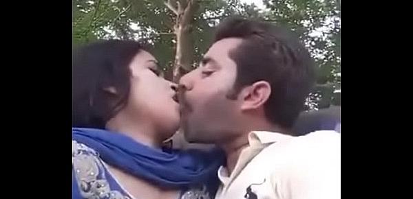  boobs press kissing in park selfi video